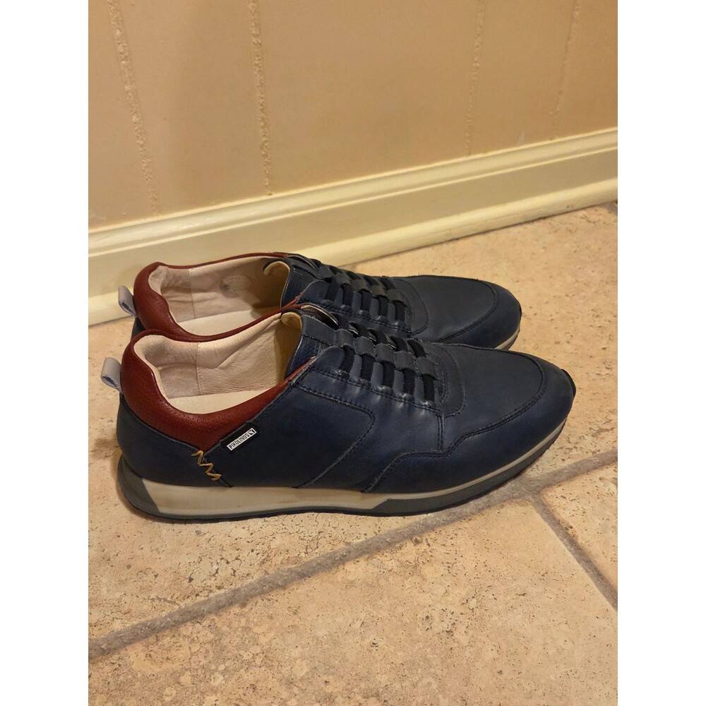 Pikolinos Men's "Cambil" Leather Slip-On Sneakers Blue w/ Red Heels Sz 44 US 11